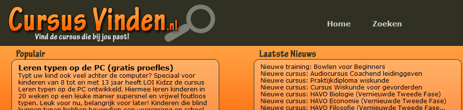 <h3>Cursusvinden.nl</h3>Overzicht van beschikbare cursussen van aanbieders als LOI en NTI.