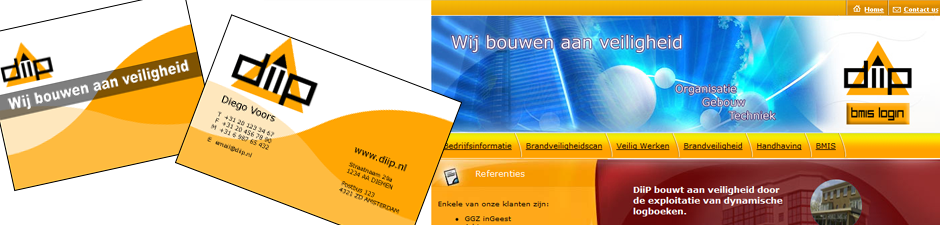 <h3>DiiP</h3>Huisstijl + Logo voor brandveiligheid adviesbureau DiiP